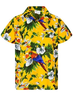 Hawaiian Shirt for Men Funky Casual Button Down Very Loud Shortsleeve Unisex Cherry Parrot