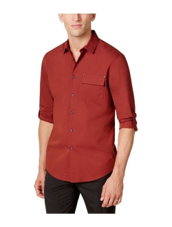 I-N-C Mens Utility Button Up Shirt