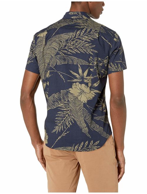 J.Crew Mercantile Men's Slim-fit Short-Sleeve Stretch Tropical Printed Shirt