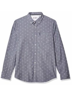 Original Penguin Men's Long Sleeve Printed Button Down Shirt