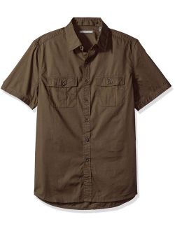 Michael Bastian Men's Short Sleeve Cotton Safari Shirt