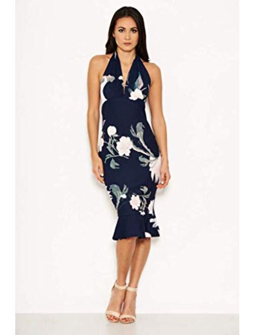 AX Paris Women's Floral Backless Fishtail Midi Dress