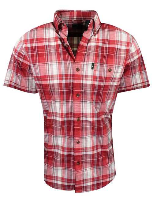 G.H. Bass & Co. Men's Trail Flex Short Sleeve Button Down Plaid Shirt