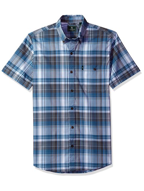 G.H. Bass & Co. Men's Trail Flex Short Sleeve Button Down Plaid Shirt