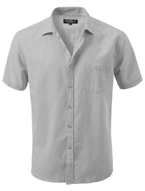 7 Encounter Men's Slim-Fit Linen Short Sleeve Shirt