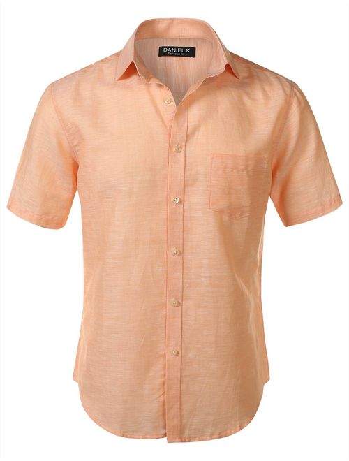 7 Encounter Men's Slim-Fit Linen Short Sleeve Shirt