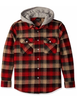 Brixton Men's Bowery Standard Fit Hooded Long Sleeve Flannel Shirt