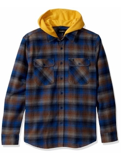 Brixton Men's Bowery Standard Fit Hooded Long Sleeve Flannel Shirt