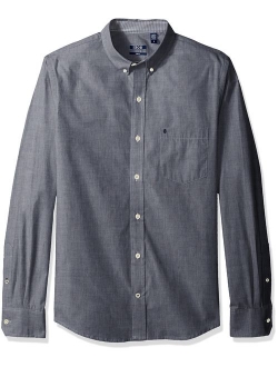 Men's Slim Button Down Long Sleeve Stretch Performance Solid Shirt