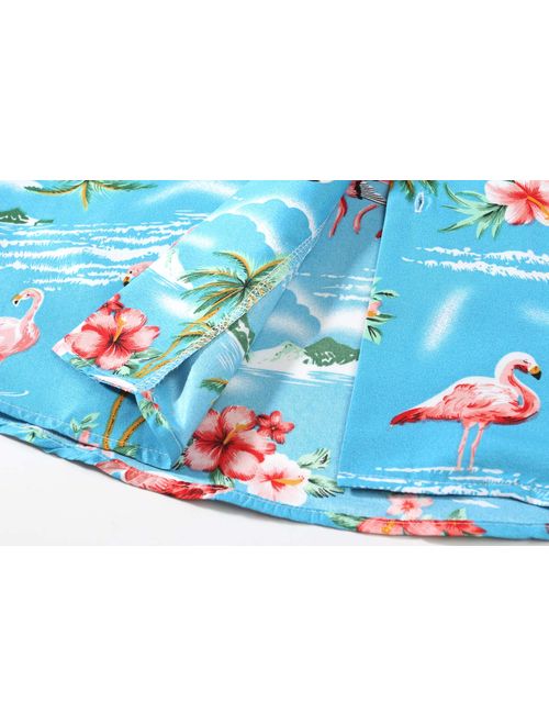 SSLR Men's Flamingo Relaxed Fit Casual Short Sleeve Hawaiian Shirt