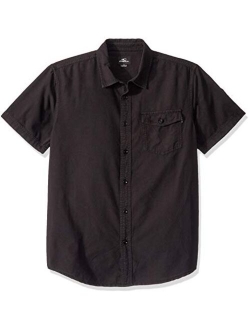 Men's Casual Standard Fit Short Sleeve Woven Button Down Shirt