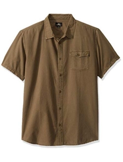 Men's Casual Standard Fit Short Sleeve Woven Button Down Shirt