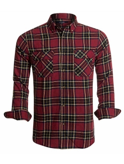 Flannel Shirts for Men Plaid Regular Fit Long Sleeve Button Down Mens Flannel Shirts