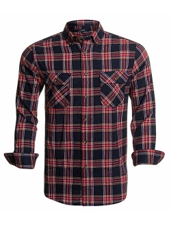 Flannel Shirts for Men Plaid Regular Fit Long Sleeve Button Down Mens Flannel Shirts