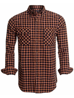 Flannel Shirts for Men Plaid Regular Fit Long Sleeve Button Down Mens Flannel Shirts