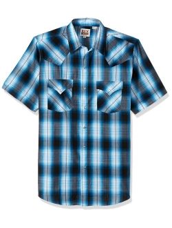 ELY CATTLEMAN Men's Short Sleeve Plaid Western Shirt