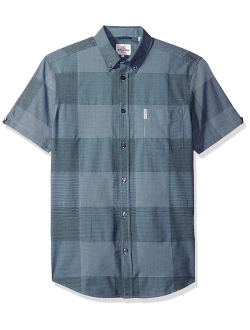 Ben Sherman Men's Short Sleeve Textur Micro Checked Woven