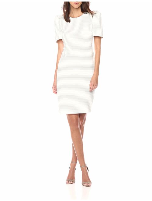 Calvin Klein Women's Striped Princess Sleeved Sheath Dress