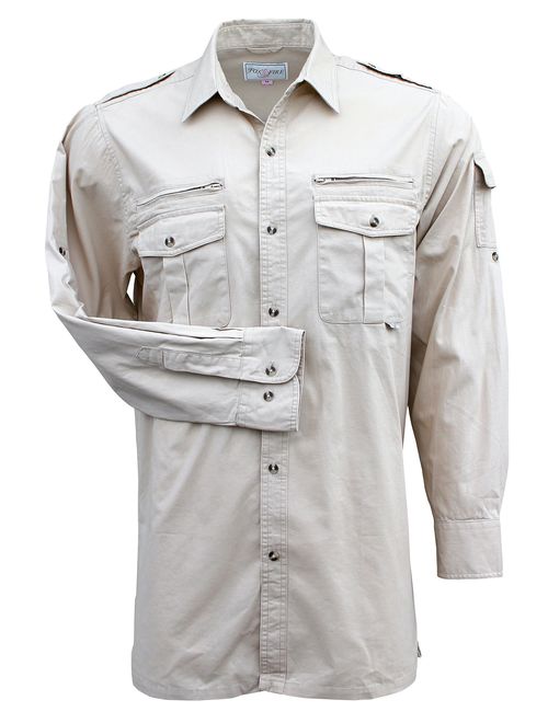 Foxfire Thunder River Gear Mens Long Sleeve Cotton Travel Safari Passport Shirt