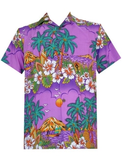 Hawaiian Shirt Mens Flower Leaf Beach Aloha Party Casual Holiday Short Sleeve