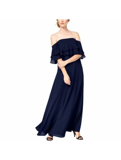 Women's Ruffle Overlay Off-The-Shoulder Gown