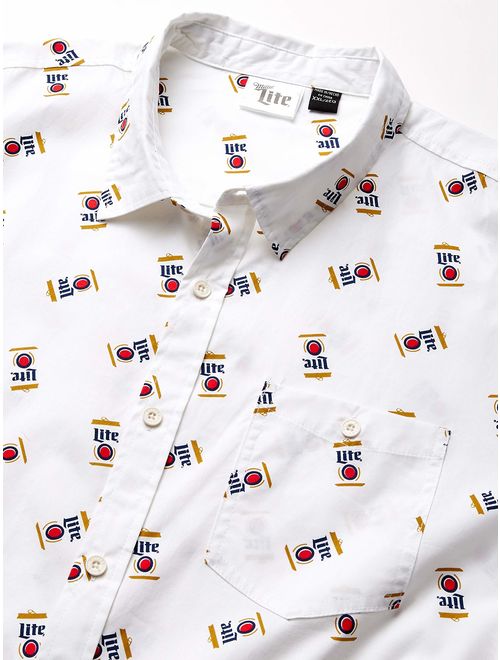 Miller Men's Can Button Up Woven Shirt with Logo Pattern