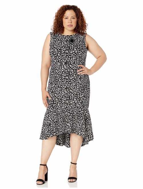 Calvin Klein Women's Plus Size Sleeveless High Low Flounce Hem Dress