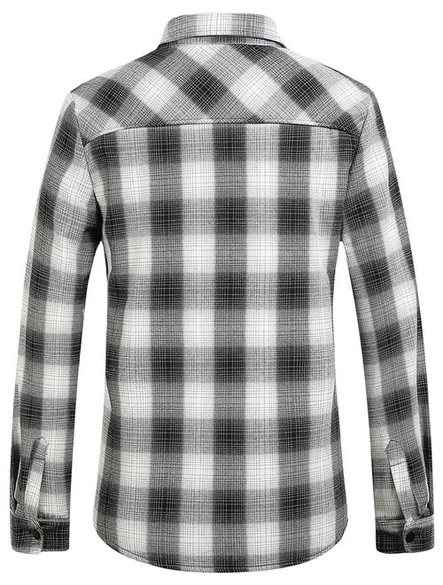 SSLR Men's Cotton Plaid Flannel Thermal Lined Shirt Jacket