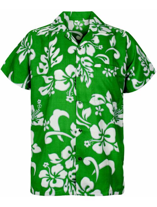 King Kameha Hawaiian Shirt for Men Funky Casual Button Down Very Loud Shortsleeve Unisex Hibiscus