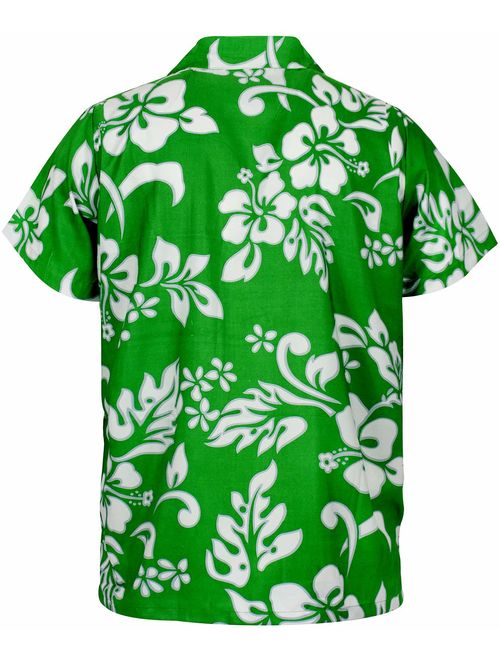 King Kameha Hawaiian Shirt for Men Funky Casual Button Down Very Loud Shortsleeve Unisex Hibiscus