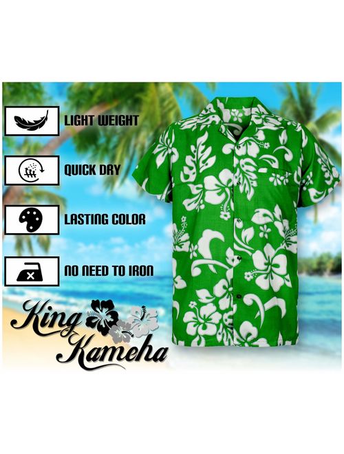 King Kameha Hawaiian Shirt for Men Funky Casual Button Down Very Loud Shortsleeve Unisex Hibiscus