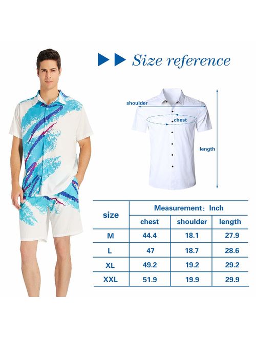 Jubestar Men's Hawaiian Shirt 3D Tropical Summer Aloha Short Sleeve Button Down Shirt
