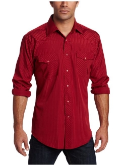 Men's Tall Sport Western Snap Shirt in Dobby Stripe