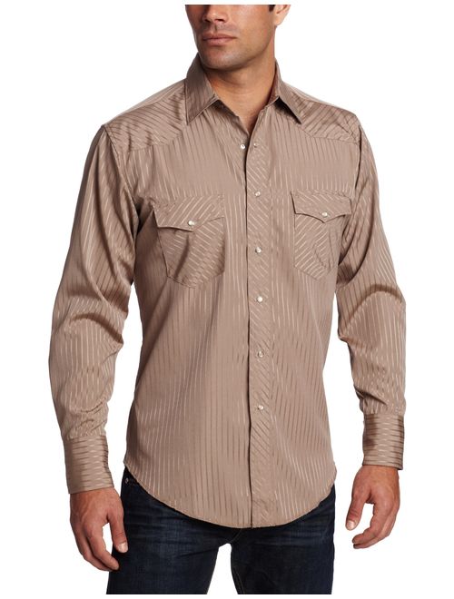 Wrangler Men's Tall Sport Western Snap Shirt in Dobby Stripe