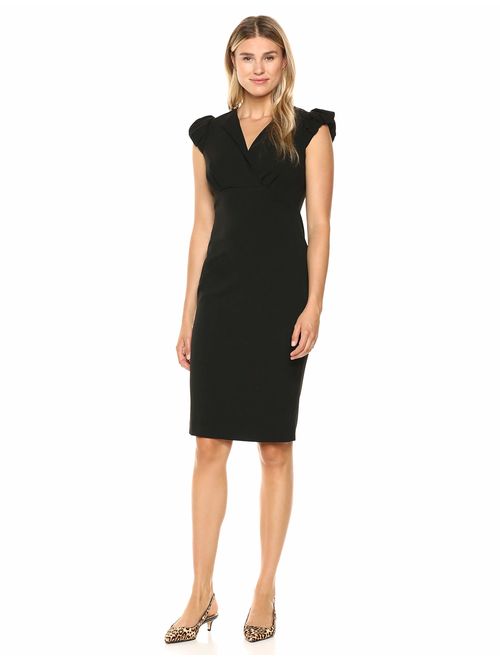 Buy Calvin Klein Women's V Neck Puff Sleeve Sheath with Asymmetrical ...