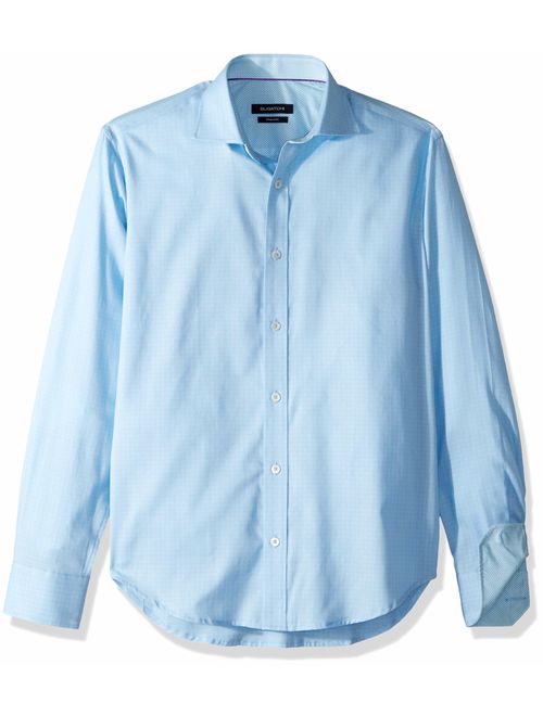 Bugatchi Men's Long Sleeve Tapered Fit Spread Collar Woven Shirt