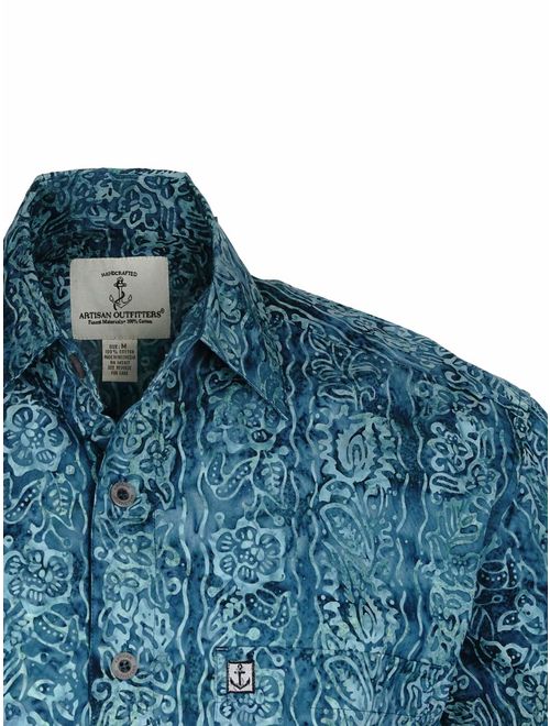 Artisan Outfitters Mens Riptide Batik Cotton Shirt (2XB, Seafoam Green) A0214-34-2XB