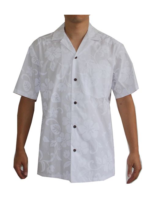 Made in Hawaii ! Men's White Wedding Hawaiian Aloha Shirt