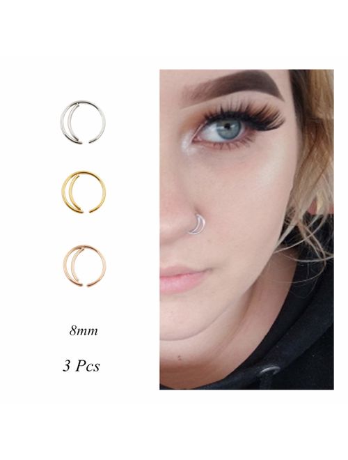 Moon Nose Ring Hoop 20g Surgical Steel 