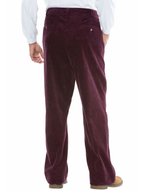 KingSize Men's Big and Tall Expandable Waist Corduroy Pleat-Front Pants