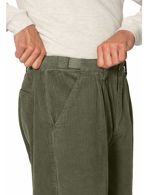 KingSize Men's Big and Tall Expandable Waist Corduroy Pleat-Front Pants