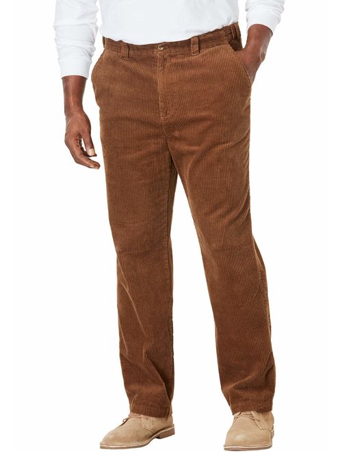 KingSize Men's Big and Tall Expandable Waist Corduroy Pleat-Front Pants