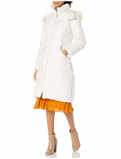 Cole Haan Women's Essential Down Coat with Fur Trim Hood