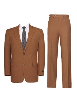 P&L Men's Two-Piece Classic Fit Single Breasted Suit Blazer Tux & Flat Front Trousers