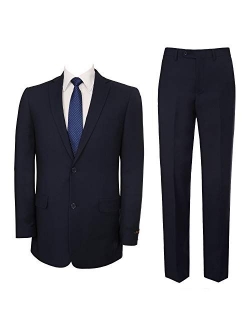 P&L Men's Two-Piece Classic Fit Single Breasted Suit Blazer Tux & Flat Front Trousers