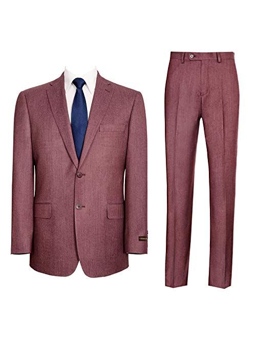 P&L Men's Two-Piece Classic Fit Single Breasted Suit Blazer Tux & Flat Front Trousers