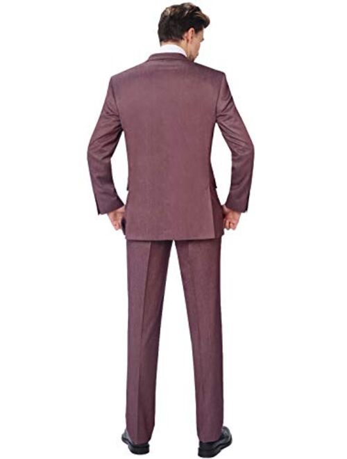 P&L Men's Two-Piece Classic Fit Single Breasted Suit Blazer Tux & Flat Front Trousers