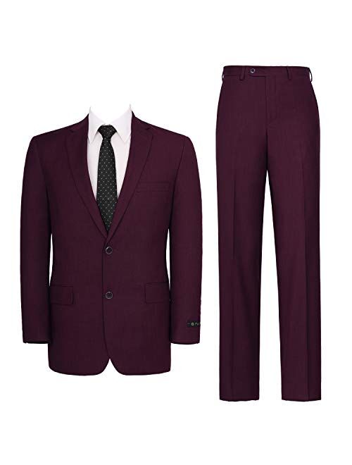 P&L Men's Two-Piece Classic Fit Single Breasted Suit Blazer Tux & Flat Front Trousers