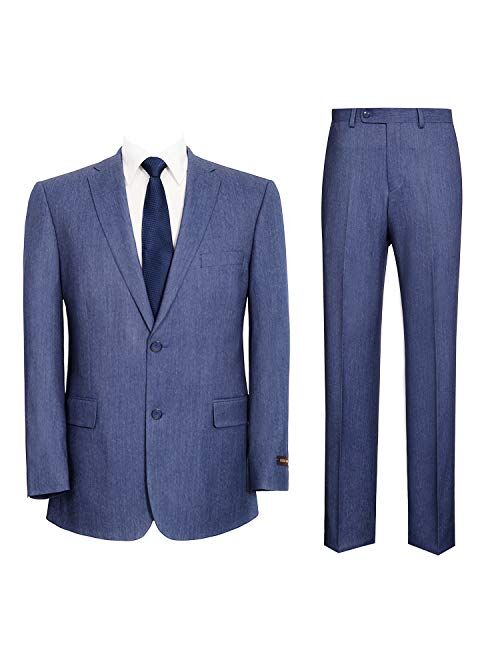 P&L Men's Two-Piece Classic Fit Single Breasted Suit Blazer Tux & Flat Front Trousers