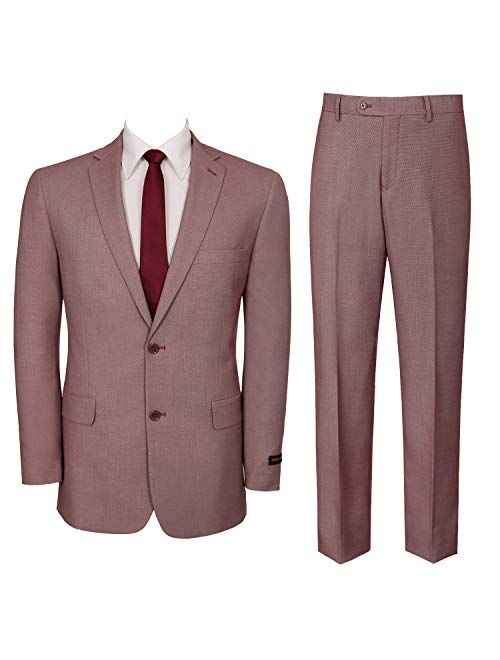 P&L Men's Two-Piece Classic Fit Single Breasted Suit Blazer Tux & Flat Front Trousers